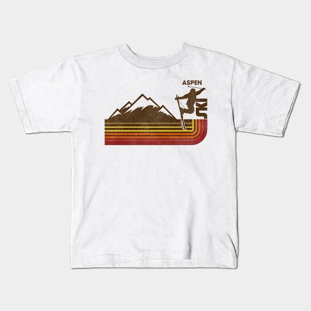 Retro Aspen 70s/80s Style Skiing Stripe Kids T-Shirt by darklordpug